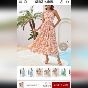 Grace Karin Floral Spagghetti Strap Maxi Dress